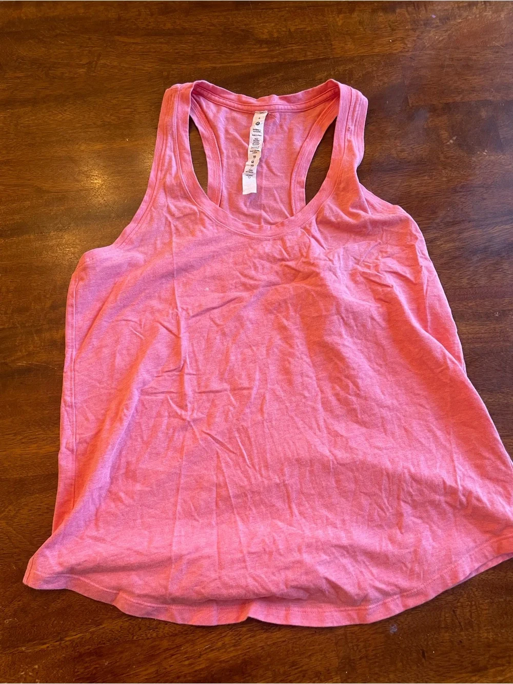 Lululemon Cool Racerback Tank Sz 6 Coral *Hole/Discoloration - Picture 1 of 5